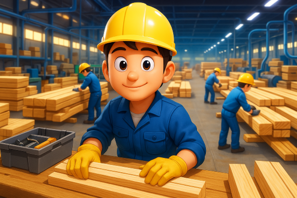 札幌市手稲区/工場内木材の加工作業/時給1,400円/フルタイム/長期/男性多数勤務中/日払い可