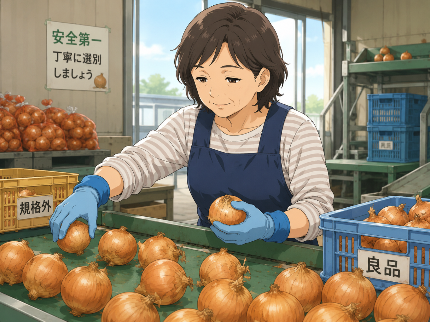 岩見沢/玉ねぎ積み付け業務/時給1250円/寮完備/面接不要/令和9年2月迄